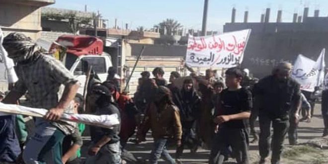 Folkliga protester mot kurdiska SDF i Syrien.