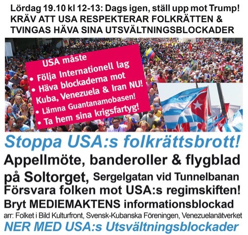 Protestera mot USA:s folkrättsbrott!