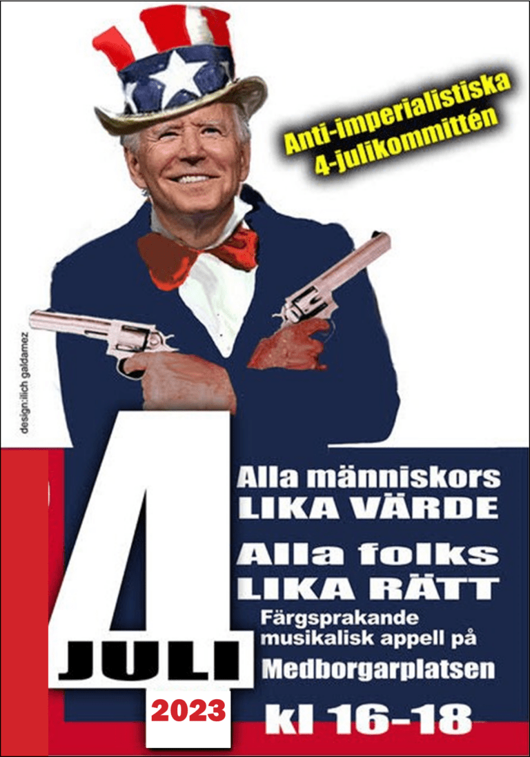 Film och föredrag på Anti-imperialistiska manifestationen på USA:s nationaldag  4 juli!